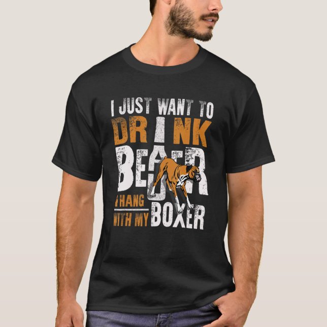 Camiseta Mens Boxer Dad  Father's Day Dog   Beer (Anverso)