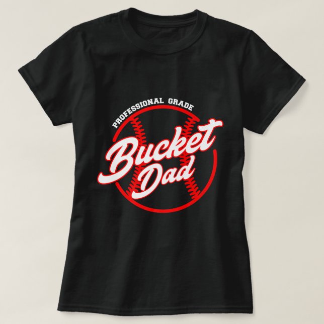 Camiseta Mens Bucket Dad Beisbol Softball Pitchcher Catcher (Diseño del anverso)