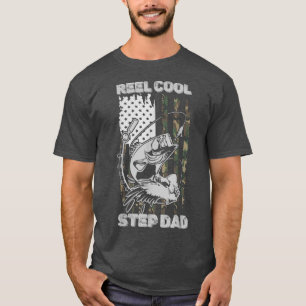 Camiseta Mens Camo Flag Print Reel Guay Step Dad Funny Fath