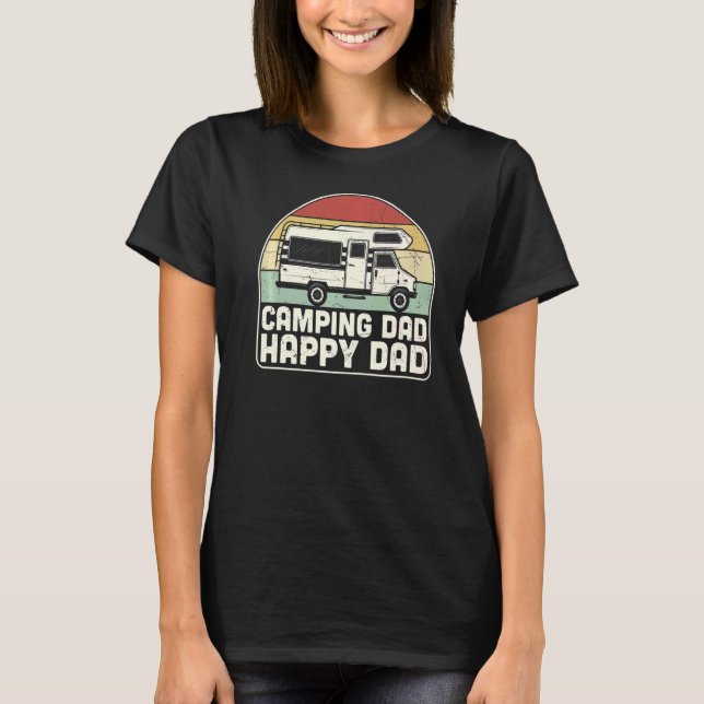 Camiseta Mens Camping Dad Happy Daddy Rv Camper Camp Retro (Anverso)