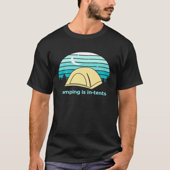 Camiseta Mens Camping Está En Las Tiendas - Gracioso Para L (Anverso)