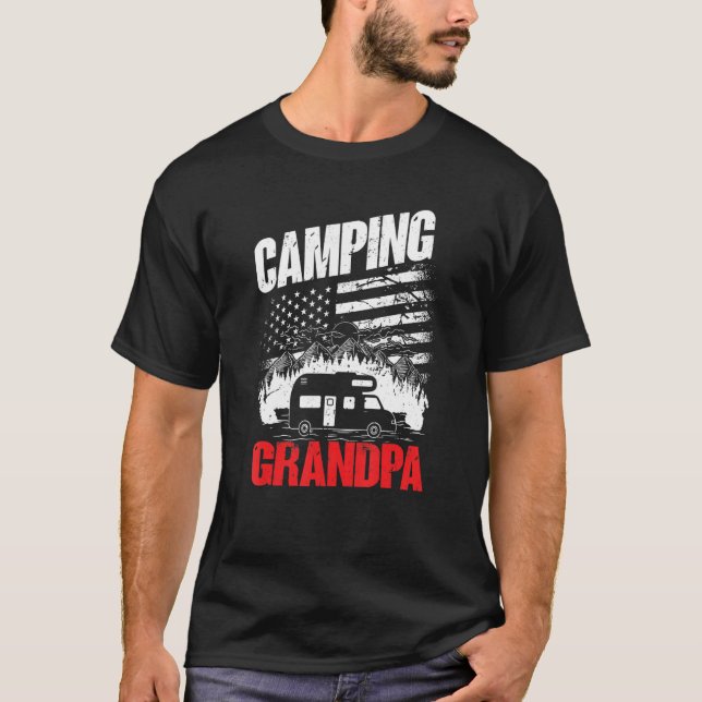 Camiseta Mens Camping Grandpa  Camper Caravan  Camping 3 (Anverso)