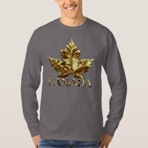 Camiseta Mens Canada Shirt Gold Maple Leaf Long Sleeve Tee