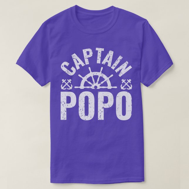 Camiseta Mens Captain Popo Boat Owner Lake Boating Father's (Diseño del anverso)