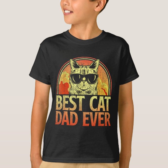 Camiseta Mens Cat Dad Ever Funny Cat Dad Shirt Father's Day (Anverso)