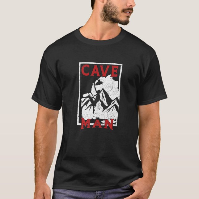 Camiseta Mens Cave Man Caving Speluning Cave Buceo (Anverso)