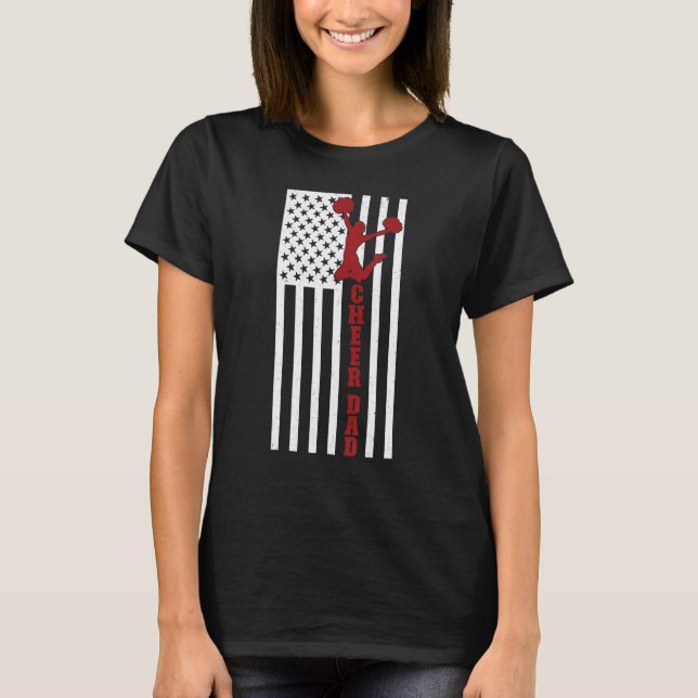 Camiseta Mens Cheer Dad US Flag Cheerleading Father Of A Ch (Anverso)