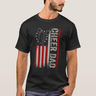 Camiseta Mens Cheer Dad Vintage American Flag Father Cheerl