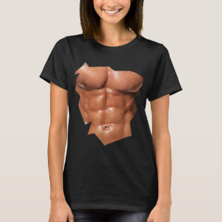 Camiseta Mens Chest Six Pack Abs graciosos falsos abdominal