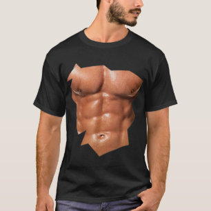 Camiseta Mens Chest Six Pack Abs graciosos falsos abdominal
