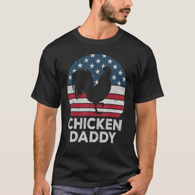 Camiseta Mens Chicken Daddy Chicken Dad Farmer 4th Of July  (Anverso)