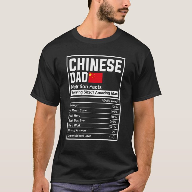 Camiseta Mens Chinese Dad Nutrition Facts Father's Day Nati (Anverso)