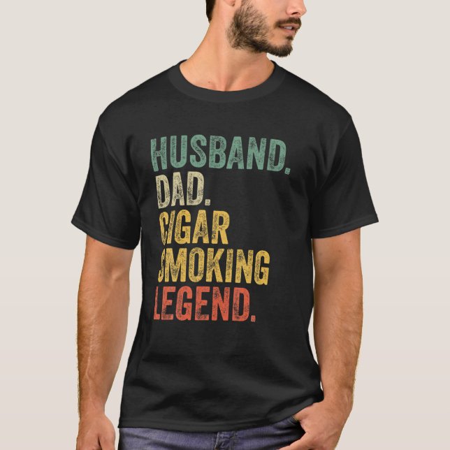 Camiseta Mens Cigar Husband Dad Legny Cigar Lover Da (Anverso)