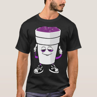 Camiseta Mens Codeine Double Cup Styrofoam Lean Purple Dran