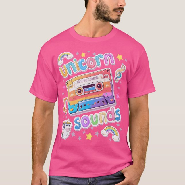 Camiseta Mens Collage de Cassette Unicorn (Anverso)