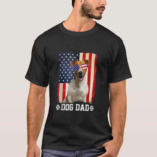 Camiseta Mens Cool Jack Russell Terrier Dog Dad American Fl (Anverso)