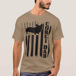 Camiseta Mens Corgi Dad Vintage American Flag Patriotic Cor