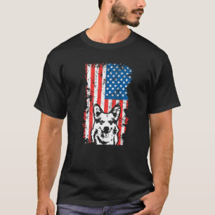Camiseta Mens Corgi Perro Bandera Americana 4 de julio