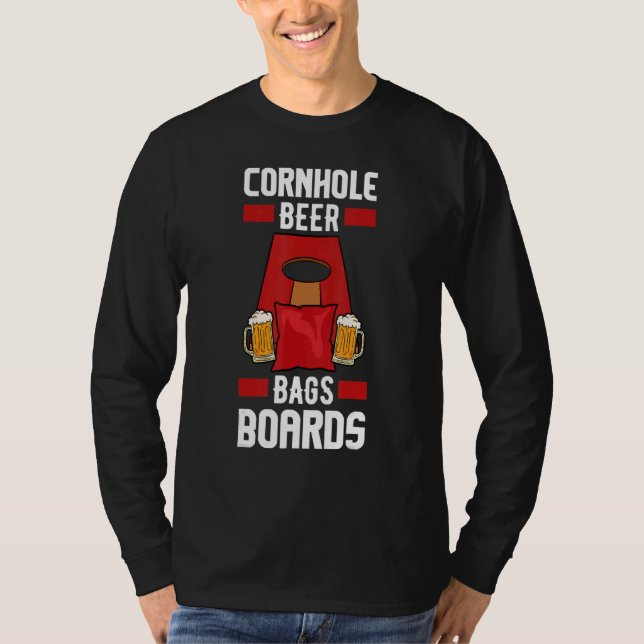Camiseta Mens Cornhole Beer Bags Boards  Drinking Bean Bag  (Anverso)