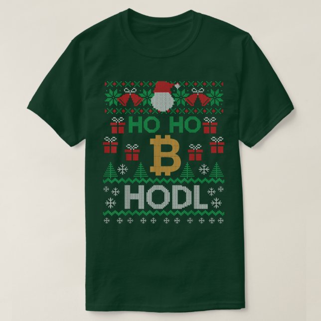 Camiseta Mens Cryptocurrency Ho ho Hodl Bitcoin Ugly Christ (Diseño del anverso)