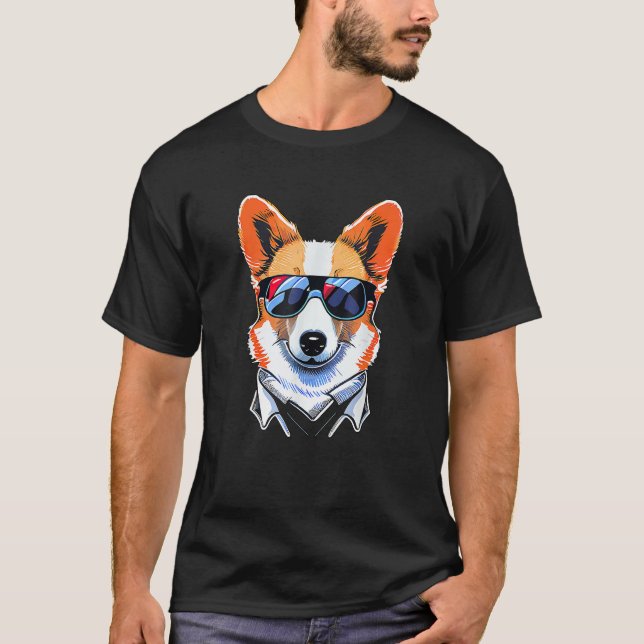 Camiseta Mens  Cute Corgi Cool Pembroke Welsh Corgi Fathers (Anverso)