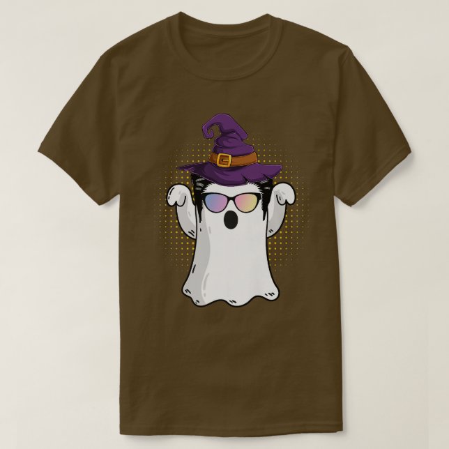 Camiseta Mens Cute fantasma usa bruja gorra y hombres sungl (Diseño del anverso)