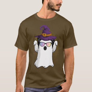 Camiseta Mens Cute fantasma usa bruja gorra y hombres sungl
