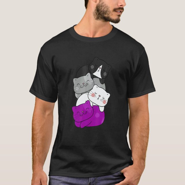 Camiseta Mens Cute LGB Asexual Flag Pride Cat LGB Cute Cats (Anverso)