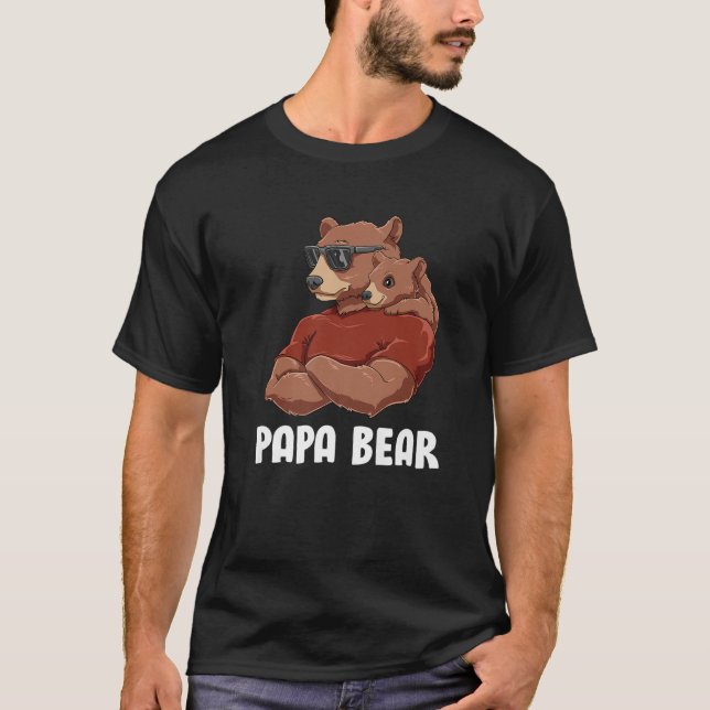 Camiseta Mens Cute Papa Bear - Padre Hija Son Pap (Anverso)