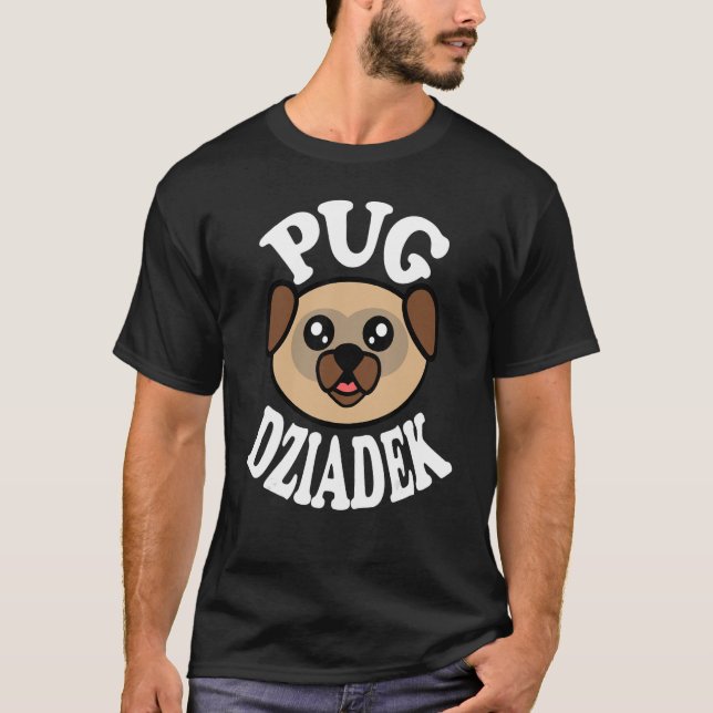 Camiseta Mens Cute Pug Dziadek (Anverso)