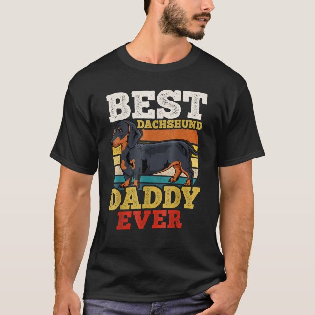 Camiseta Mens Dachshund Dad Retro Fathers Day (Anverso)