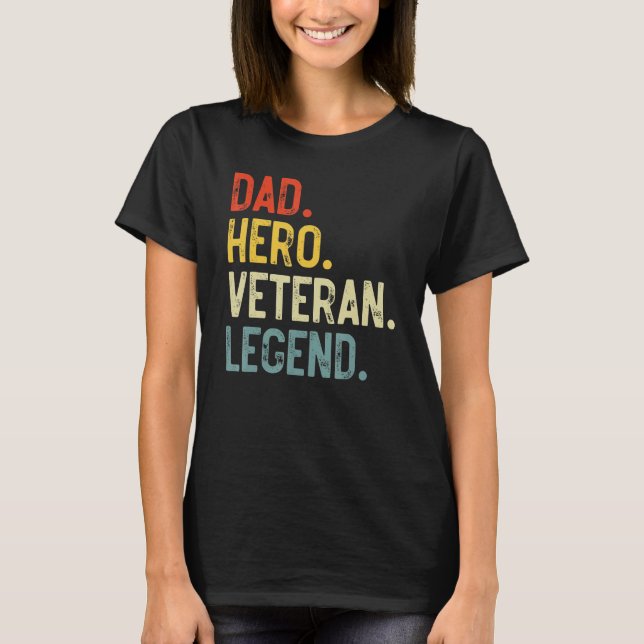 Camiseta Mens Dad Hero Veteran Legend Father's Day Dad Vete (Anverso)