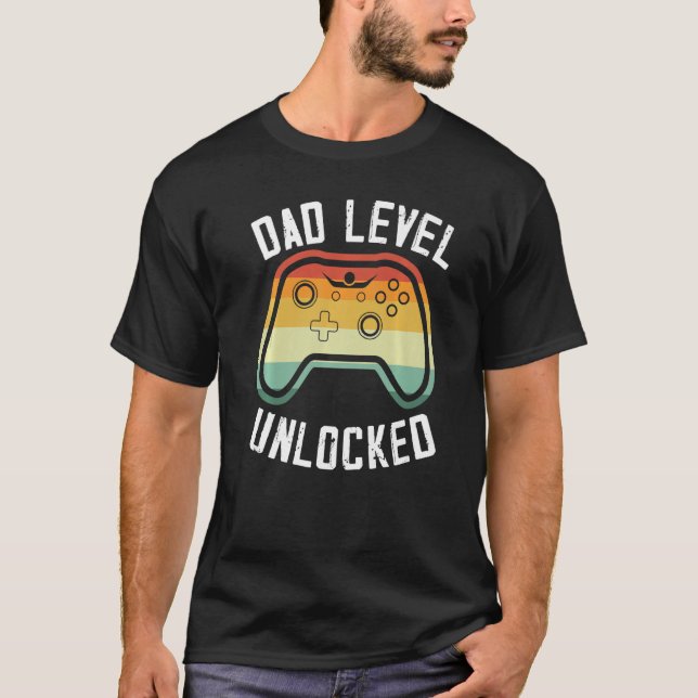 Camiseta Mens Dad Level Unlocked Pregnancy Announcement New (Anverso)