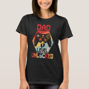 Camiseta Mens Dad Level Unlocked Video Game Controller Fath