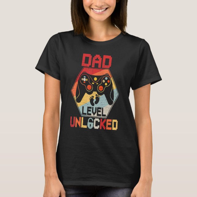 Camiseta Mens Dad Level Unlocked Video Game Controller Fath (Anverso)