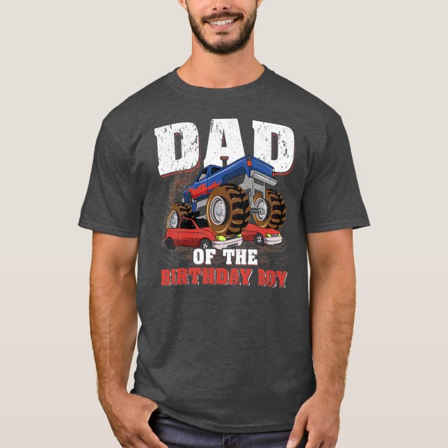 Camiseta Mens Dad Of The Birthday Boy Funny Monster Truck (Anverso)