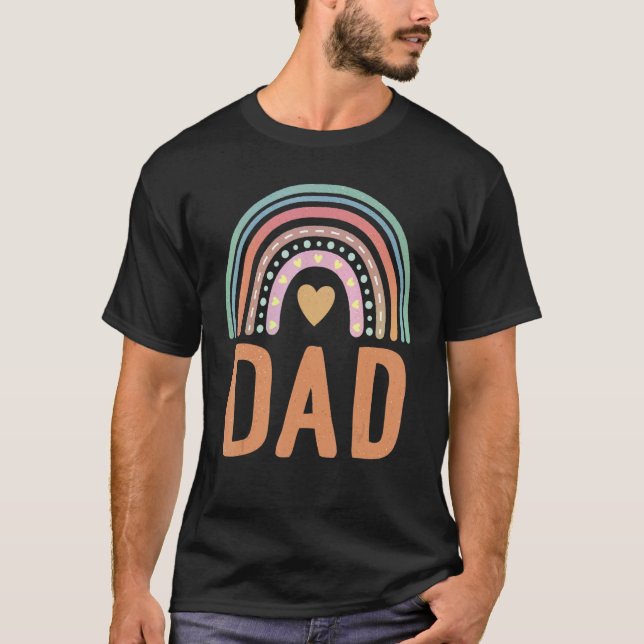 Camiseta Mens Dad Rainbow Daddy Father Cute Family Matching (Anverso)