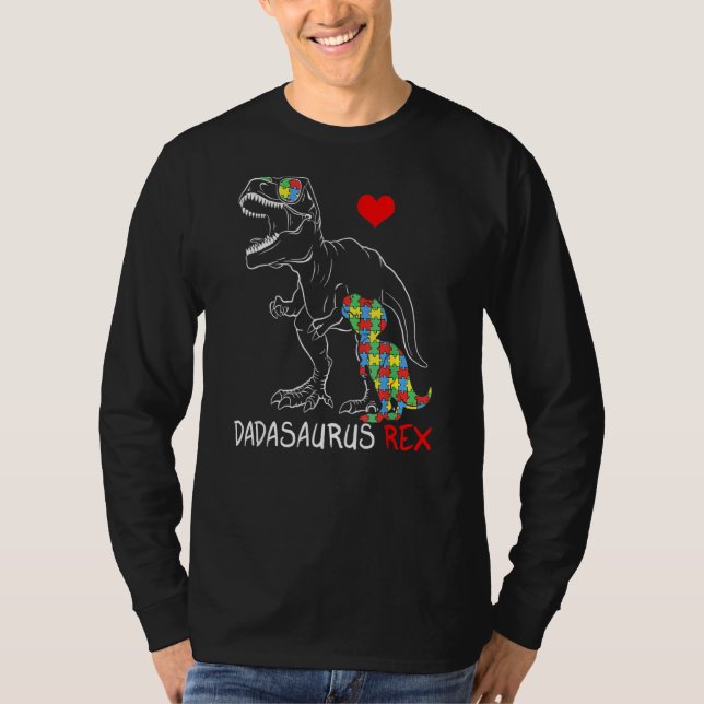 Camiseta Mens Dadasaurus Daddy Rex Autism Conciencia Orgull (Anverso)
