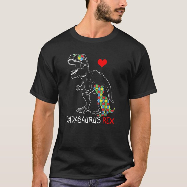 Camiseta Mens Dadasaurus Daddy Rex Autism Conciencia Orgull (Anverso)