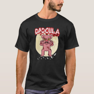 Camiseta Mens Dadcula Dracule Vampire Dad Halloween Party F