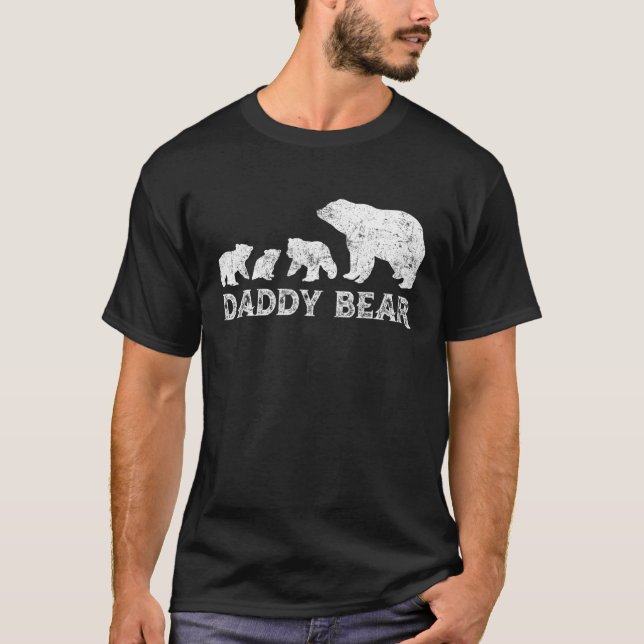 Camiseta Mens  Daddy Bear With 3 Three Cubs Dad Father Papa (Anverso)