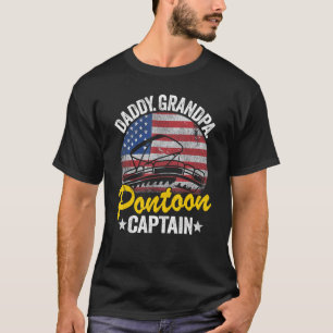 Camiseta Mens Daddy Grandpa Pontoon Captain Dad American Fl