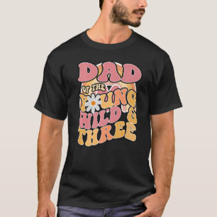 Camiseta Mens Daisy Birthday Dad Young Wild & 3 Boho 3ª Mam