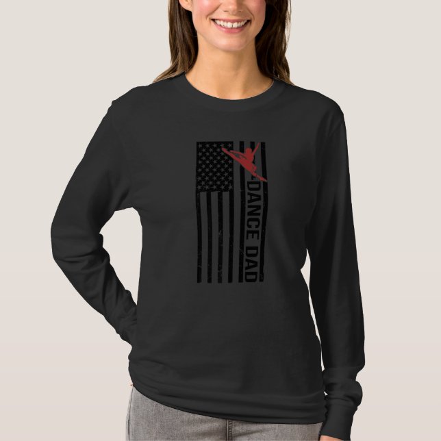 Camiseta Mens Dance Dad US Flag Dancing Father Of A Dancer  (Anverso)