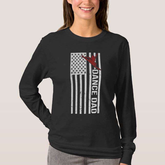 Camiseta Mens Dance Dad US Flag Dancing Father Of A Dancer  (Anverso)