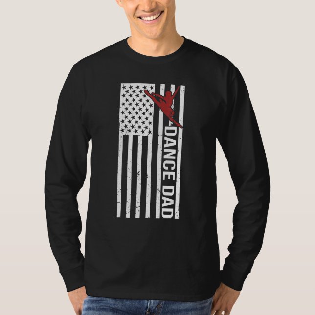Camiseta Mens Dance Dad US Flag Dancing Father Of A Dancer  (Anverso)