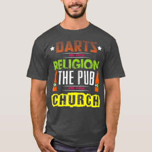 Camiseta Mens Darts Es Mi Religión El Pub Es Mi Iglesia