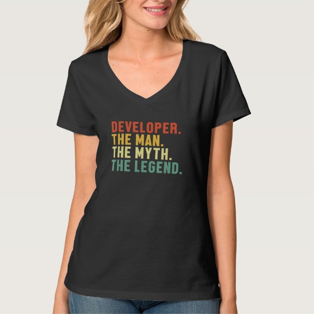 Camiseta Mens Developer Man Myth Legend Coder Engineer Soft (Anverso)