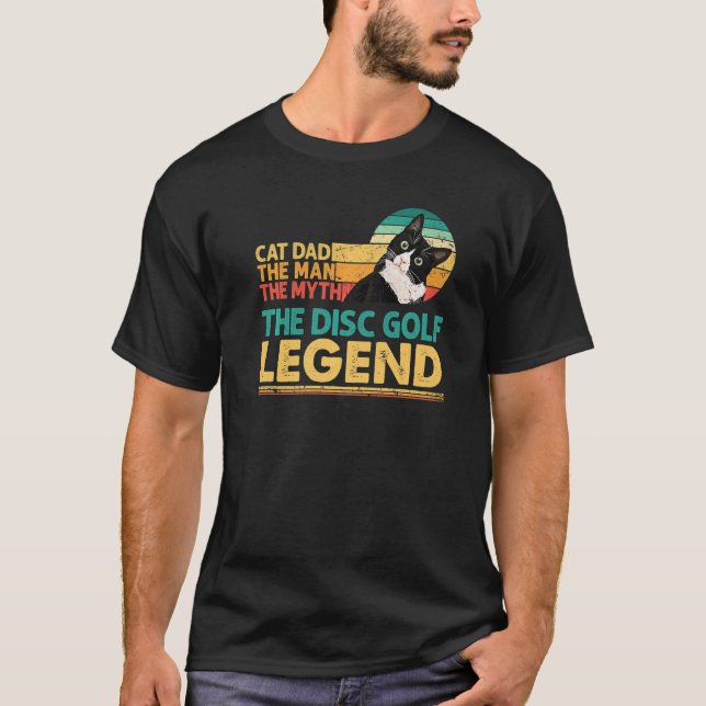 Camiseta Mens Disc Golf Player Cat Dad Man Myth Legend For  (Anverso)