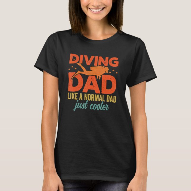 Camiseta Mens Diving Dad Scuba Diver Underwater Snorkeling  (Anverso)